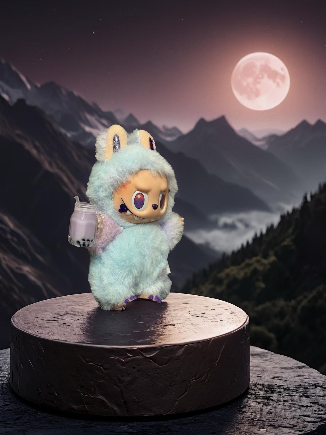 Custom Big Into Energy Bunny Monster Doll – with Gems & Bottle Accessory