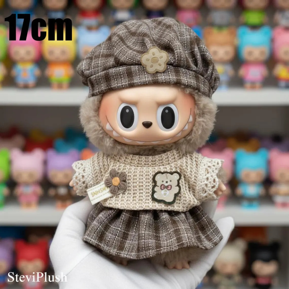 Custom Labubu Plush Clothes – Handmade Outfit with Pendant (17cm Doll)