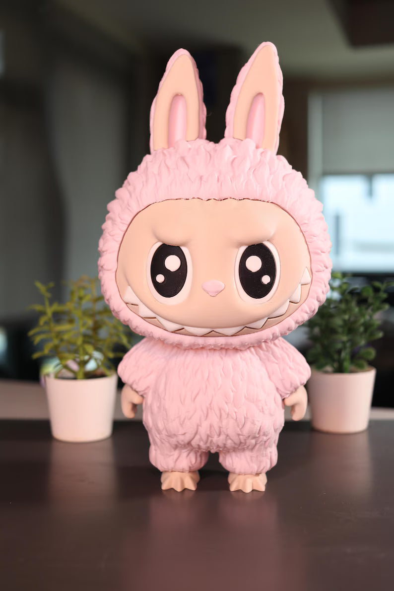 Labubu 9.5” tall 3D printed matte light pink