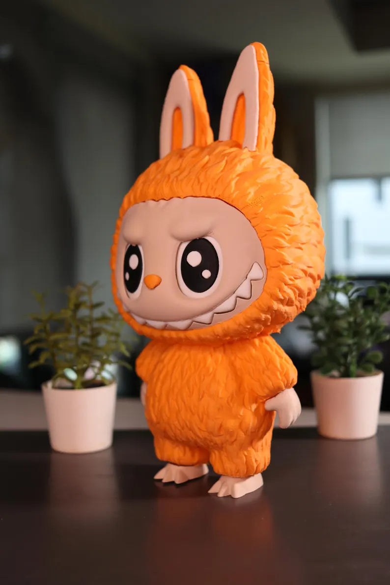 Labubu 9.5” tall 3D printed matte orange