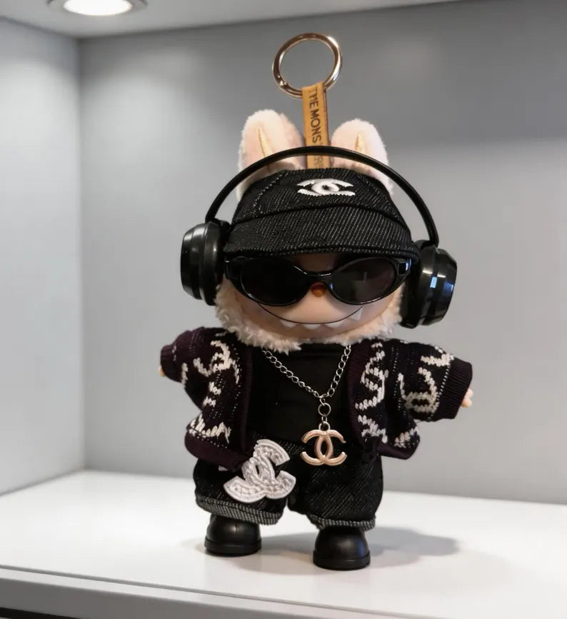 Labubu 17cm doll keychain with luxury clothes and accessories (DOLL INCLUDED)